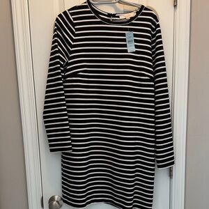 LOFT Black and White Striped Knit Top